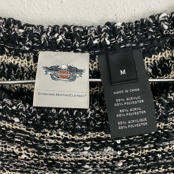 Harley Davidson Beaded Sweater Black and Gold‎ Women’s Size Medium - Picture 3 of 6